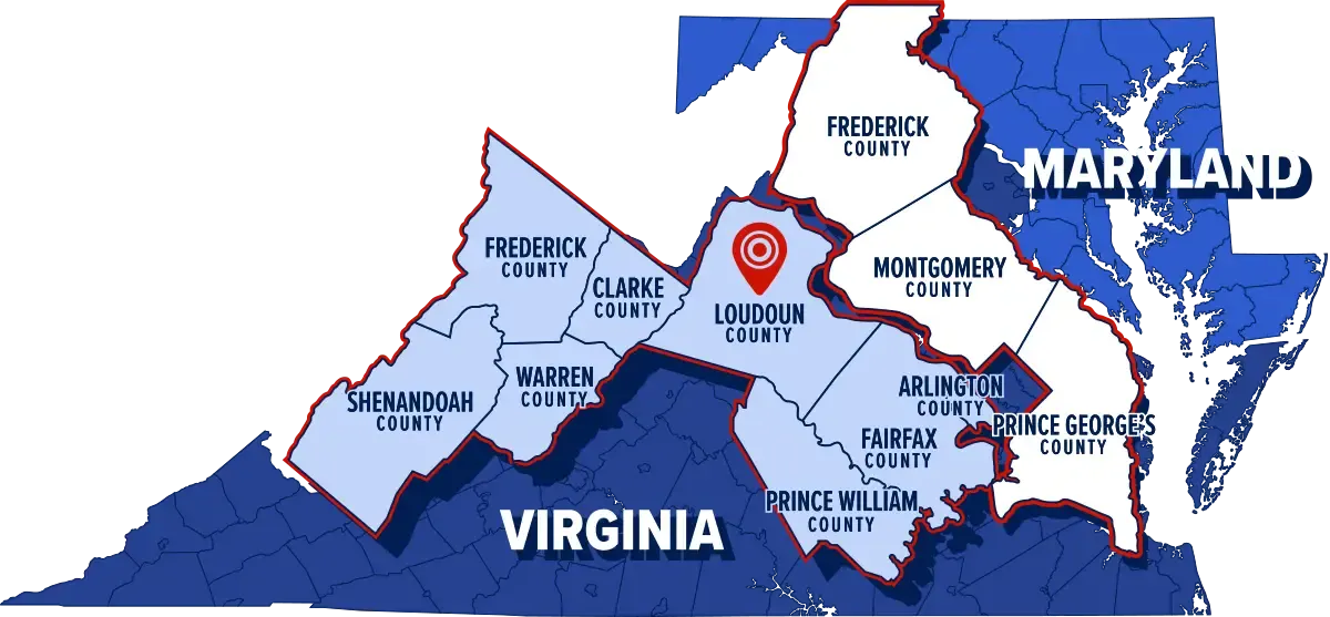 Century Termite and Pest Control Maryland and Virginia Service Area Map